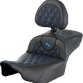 Saddlemen RoadSofa LS Ext. Reach Seat With Backrest Blue Stitch #285001