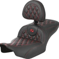 Saddlemen RoadSofa LS/CF Seat With Backrest Red Stitch #284968 Harley Davidson