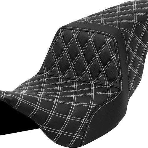 Saddlemen Step-Up LS Seat White Stitch Black #284756 Harley Davidson