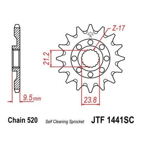 JT Self Cleaning Front Sprocket 520 14T fits Suzuki RM-Z450 2005-2007