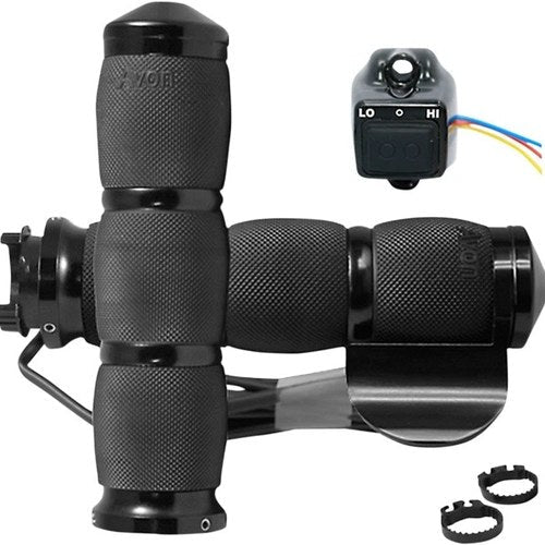 Avon Air Cushion Heated Grips with Throttle Boss Black #MT-AIR-90-A-B-H