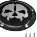 Drag Specialties Skull Split Skull Derby Cover 5-Hole Black/Chrome #174423