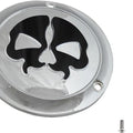Drag Specialties Skull Split Skull Derby Cover 3-Hole Chrome/Black #174418