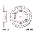 JT Steel Rear Sprocket 428 57T #JTR797.57 for Suzuki/Kawasaki DR-Z125L/KLX125L