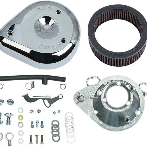 S&S Super E/G Teardrop Air Cleaner Kit Chrome #17-0404 Harley Davidson