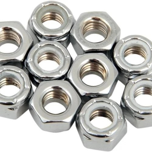 DS Chrome Motorcycle Nylon Insert Lock Nut 10-Pack 5/16"-18