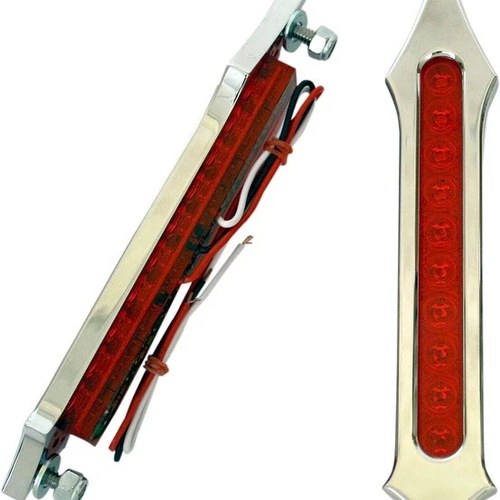 Accutronix Tribal Slotted LED Bag Lights Red Lens Chrome