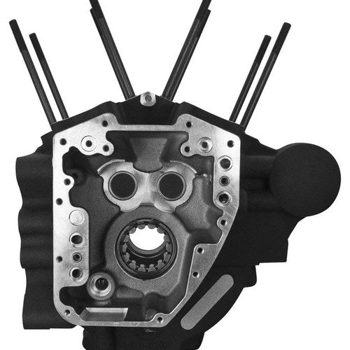 S&S Super Stock T2 Crankcase Assembly Wrinkle Black 4-1/8" #310-0369