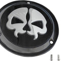 Drag Specialties Skull Split Skull Derby Cover 3-Hole Black/Chrome #174419