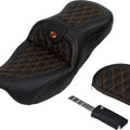 Saddlemen RoadSofa LS Seat With Backrest Orange Stitch #284807 Harley Davidson