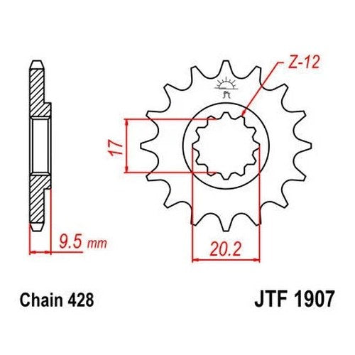 JT Front Sprocket 428 14T #JTF1907.14 KTM/Husqvarna