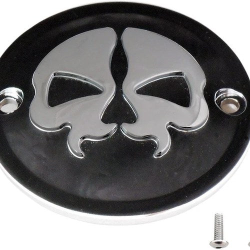 Drag Specialties Split Skull Points Cover 2-Hole Black/Chrome #174413