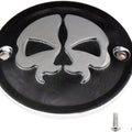 Drag Specialties Split Skull Points Cover 2-Hole Black/Chrome #174413