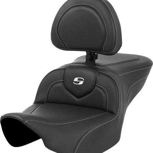Saddlemen RoadSofa CF Seat With Backrest #284825 Harley Davidson