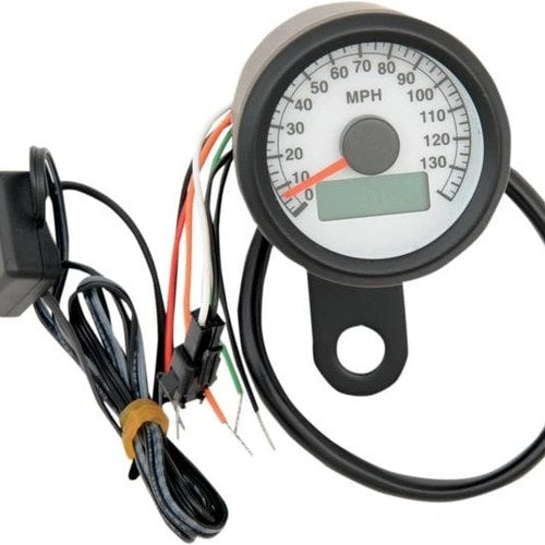 DS Prog. Mini Electronic Speedometer 1.87" Matte Black w/Wht Face