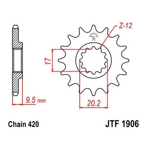 JT Front Sprocket 420 14T #JTF1906.14 KTM 65 SX/65 XC