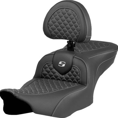 Saddlemen RoadSofa DS Seat with Driver Backrest Silver Stitch #823-07-208B5