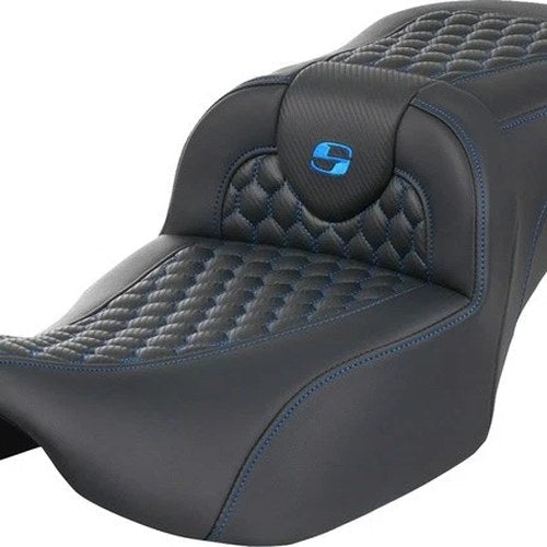 Saddlemen RoadSofa HC Ext. Reach Seat Blue Stitch #285040 Harley Davidson
