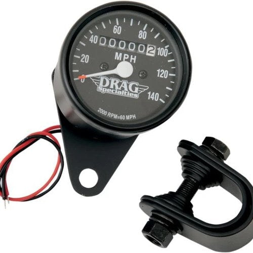 DS 2.4" Mini Mechanical Speedometer 2:1 Black Face