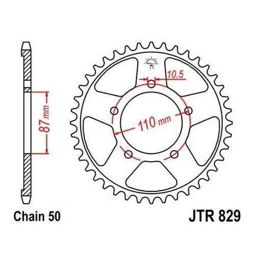 JT Steel Rear Sprocket 530 44T for Suzuki GSX-R600 1992-1993