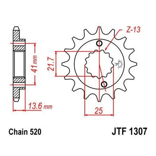 JT Front Sprocket 520 14T fits Honda XR650R 2000-2007
