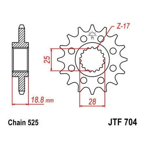 JT Front Sprocket 525 17T #JTF704.17 BMW/Aprilia/Husqvarna
