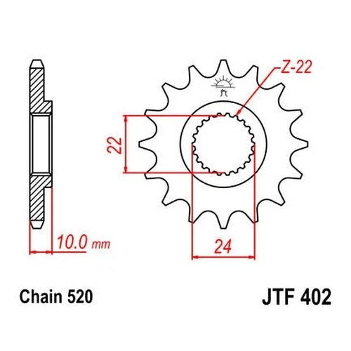 JT Front Sprocket 520 16T #JTF402.16 BMW/Aprilia/Husqvarna