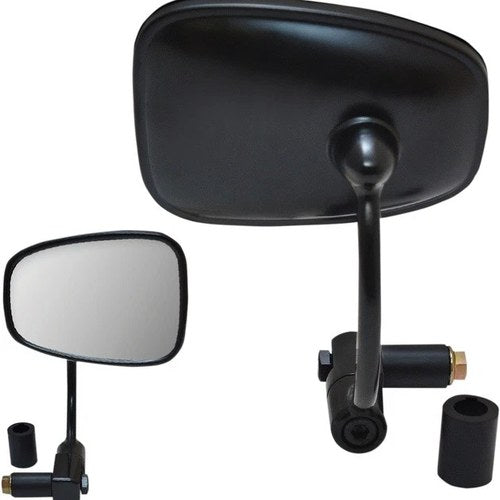 Parts Unlimited Bar End Semi-Rectangular Mirror Black