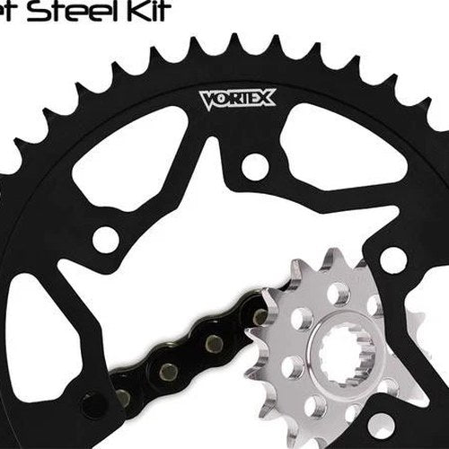 Vortex V3 Wss Chain & Sprocket Kit with Steel Rear Black 14/38T 520SX3-108