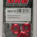 Drc Hard Ware Type 2 Aluminum Spacer M6 x 12mm Red 4-Pack