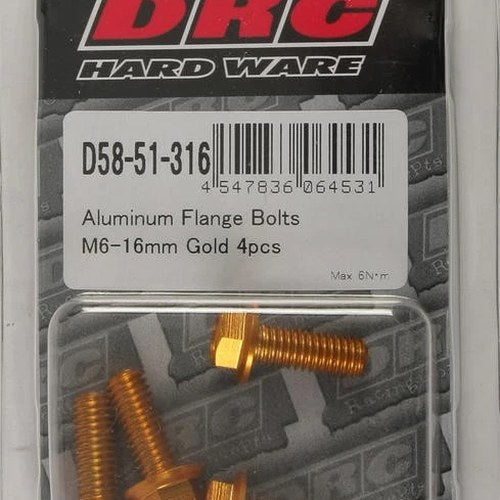 Drc Hard Ware Aluminum Flange Bolts M6 x 16mm Gold 4-Pack