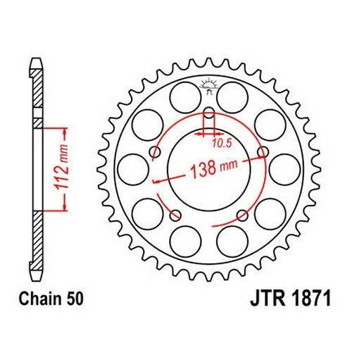JT Steel Rear Sprocket 530 48T #JTR1871.48 fits Yamaha YZF-R1/YZF-R1M/YZF-R6