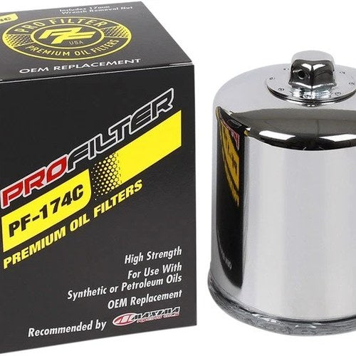 Pro Filter Premium Oil Filter Chrome #PF-174C Harley Davidson V-Rod