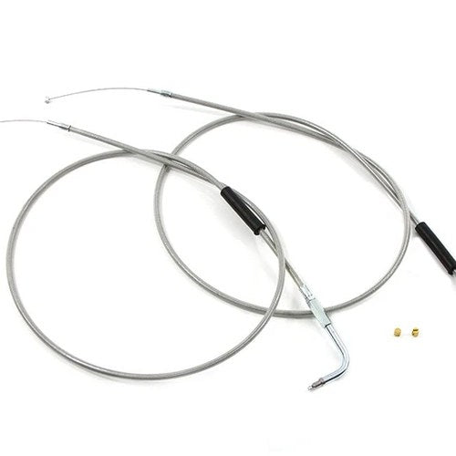 47-1/2 inch Stainless Steel Throttle and Idle Cable Set for Harley-Davidson