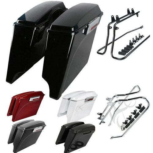 5" Stretched Extended Saddlebags/Conversion Bracket Fit For Harley Softail 84-13
