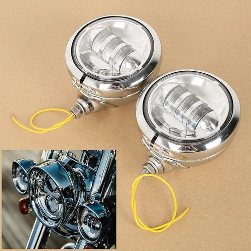 4.5'' LED Auxiliary Fog Passing Lights Housing Brackets Fit For Harley Touring
