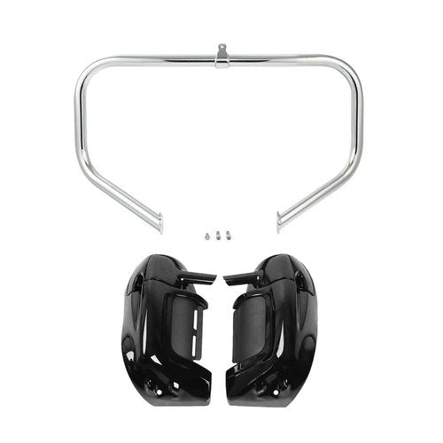Lower Vented Leg Fairing Speaker Pod + Crash Bar Fit For Harley Road Glide 09-13