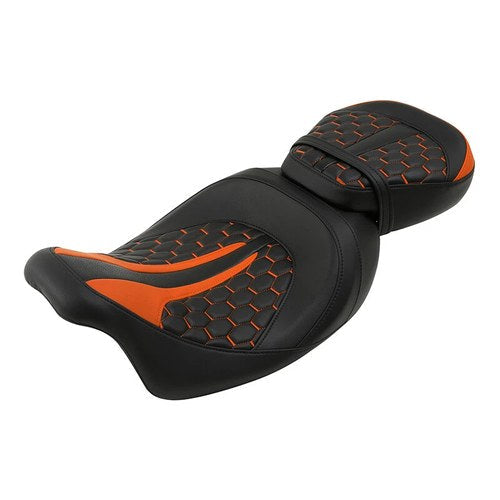 Orange Stitching Driver Passenger Seat Fit For Harley Electra Road Glide 2009-23