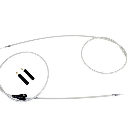 V-Twin 24304 Stainless Steel Throttle And Idle Cable Set With Clear Coat - For