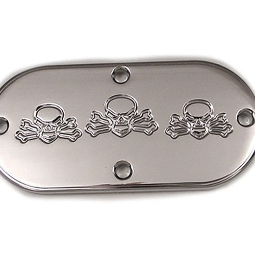 V-Twin 42-1008 Bonehead Skull Inspection Cover in Chrome