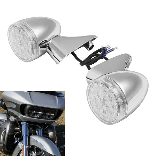 Front LED Turn Signals Light Clear Lens Fit For Harley Davidson Road Glide 15-24