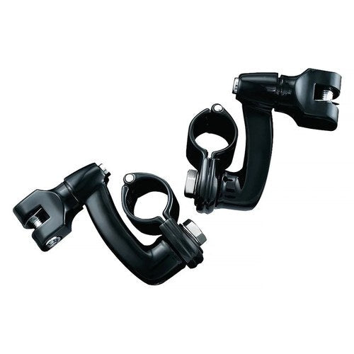 Kuryakyn Longhorn Offset Peg Mounts w 1-1/4" Magnum Quick Clamps Gloss Black