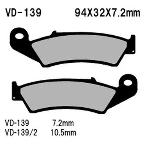 For Kawasaki KX125 1997-2000 Vesrah Front Organic Semi-Metallic Brake Pads