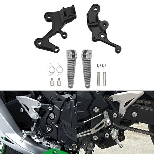 Front Foot Pegs Rests Fit For Kawasaki Ninja 400 18-24 Z400 19-24 Z500 2024-2025