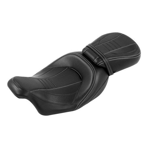 Black White Driver Passenger Pillion Seat Fit For Harley Touring Road King 09-23