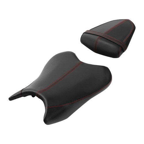 Black+Red Driver Passenger Pillion Seat Fit For Yamaha Yzf R6 YZF-R6 2006-2007