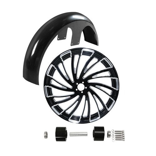 26x3.5'' Front Wheel Rim Dual Disc Hub + Fender Fit For Harley Touring 1997-2013