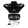 Black Inner Outer Fairing w/ Dual LED Headlight Fit For Harley Road Glide 98-13