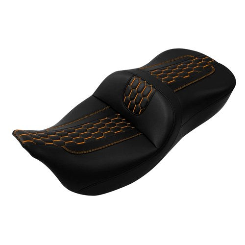 Driver Passenger Seat Fit For Harley Touring Road King Glide 09-23 Black+Orange