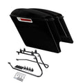 5'' Stretched Saddlebags & Black Conversion Bracket Fit For Harley Softail 84-17